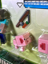 Load image into Gallery viewer, 2024 Minecraft 15th Anniversary Build-a-Portal Figure Multi-Pack: STEVE &amp; PIGS