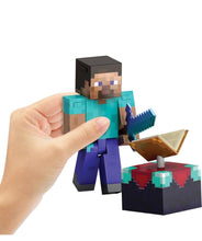 Load image into Gallery viewer, 2024 Mattel Minecraft- DIAMOND LEVEL STEVE (w Enchanted Table &amp; Enchanted Sword)