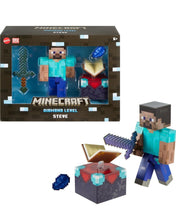 Load image into Gallery viewer, 2024 Mattel Minecraft- DIAMOND LEVEL STEVE (w Enchanted Table &amp; Enchanted Sword)