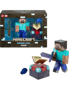 2024 Mattel Minecraft- DIAMOND LEVEL STEVE (w Enchanted Table & Enchanted Sword)