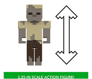 2024 Minecraft 15th Anniversary Action Figure: HUSK • ZOMBIE (w/ Iron Sword)