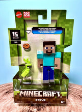 Load image into Gallery viewer, 2024 Minecraft 15th Anniversary Action Figure: STEVE (w/ Parrot &amp; Cookie)