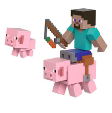 Load image into Gallery viewer, 2024 Minecraft 15th Anniversary Build-a-Portal Figure Multi-Pack: STEVE &amp; PIGS