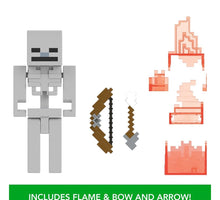 Load image into Gallery viewer, 2024 Minecraft 15th Anniversary Figure: FLAMING SKELETON (w/ Bow &amp; Arrow)