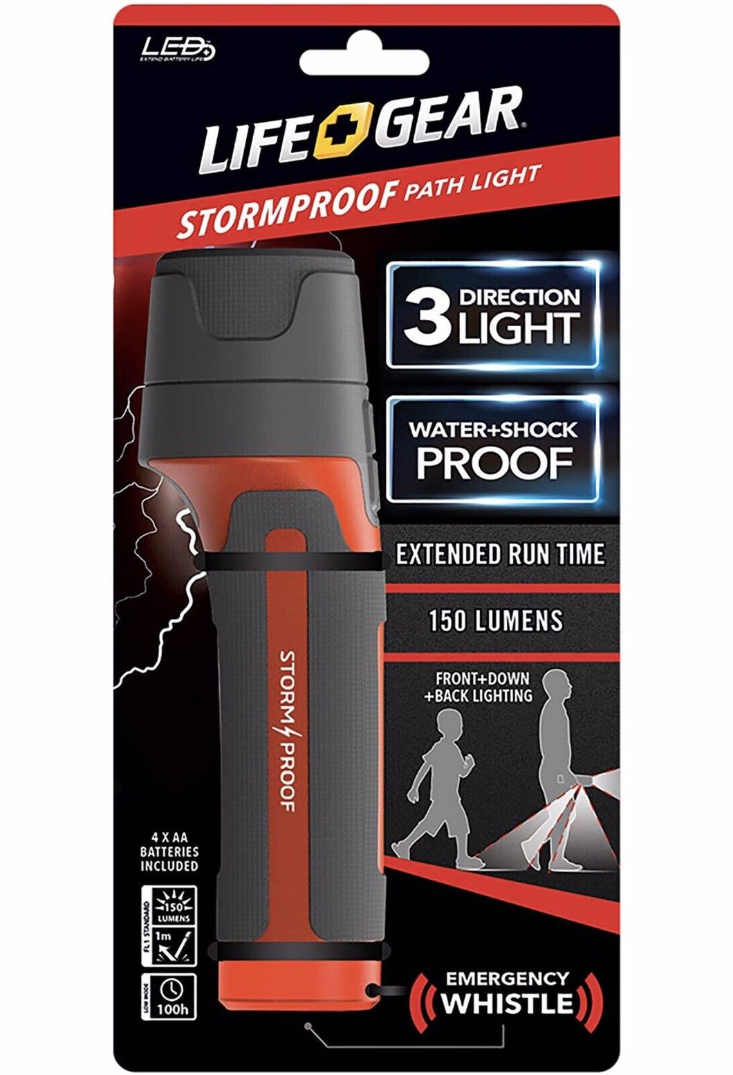 LIFE+GEAR BA38-60633-RED Life+Gear 120-Lumen Stormproof Signal Light