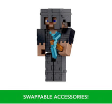 Load image into Gallery viewer, 2024 Minecraft 15th Anniversary Build-a-Portal Figure: STEVE IN NETHERITE ARMOR