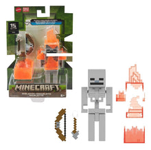 Load image into Gallery viewer, 2024 Minecraft 15th Anniversary Figure: FLAMING SKELETON (w/ Bow &amp; Arrow)