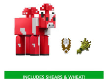 Load image into Gallery viewer, 2024 Minecraft 15th Anniversary Action Figure: MOOSHROOM (w/ Wheat &amp; Shears)