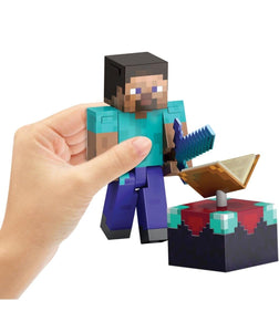 2024 Mattel Minecraft- DIAMOND LEVEL STEVE (w Enchanted Table & Enchanted Sword)