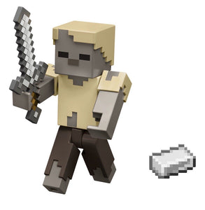 2024 Minecraft 15th Anniversary Action Figure: HUSK • ZOMBIE (w/ Iron Sword)