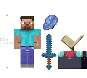 2024 Mattel Minecraft- DIAMOND LEVEL STEVE (w Enchanted Table & Enchanted Sword)