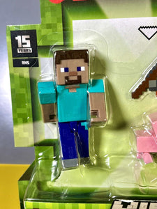 2024 Minecraft 15th Anniversary Build-a-Portal Figure Multi-Pack: STEVE & PIGS