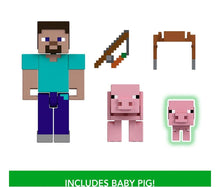 Load image into Gallery viewer, 2024 Minecraft 15th Anniversary Build-a-Portal Figure Multi-Pack: STEVE &amp; PIGS