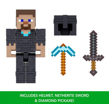 Load image into Gallery viewer, 2024 Minecraft 15th Anniversary Build-a-Portal Figure: STEVE IN NETHERITE ARMOR