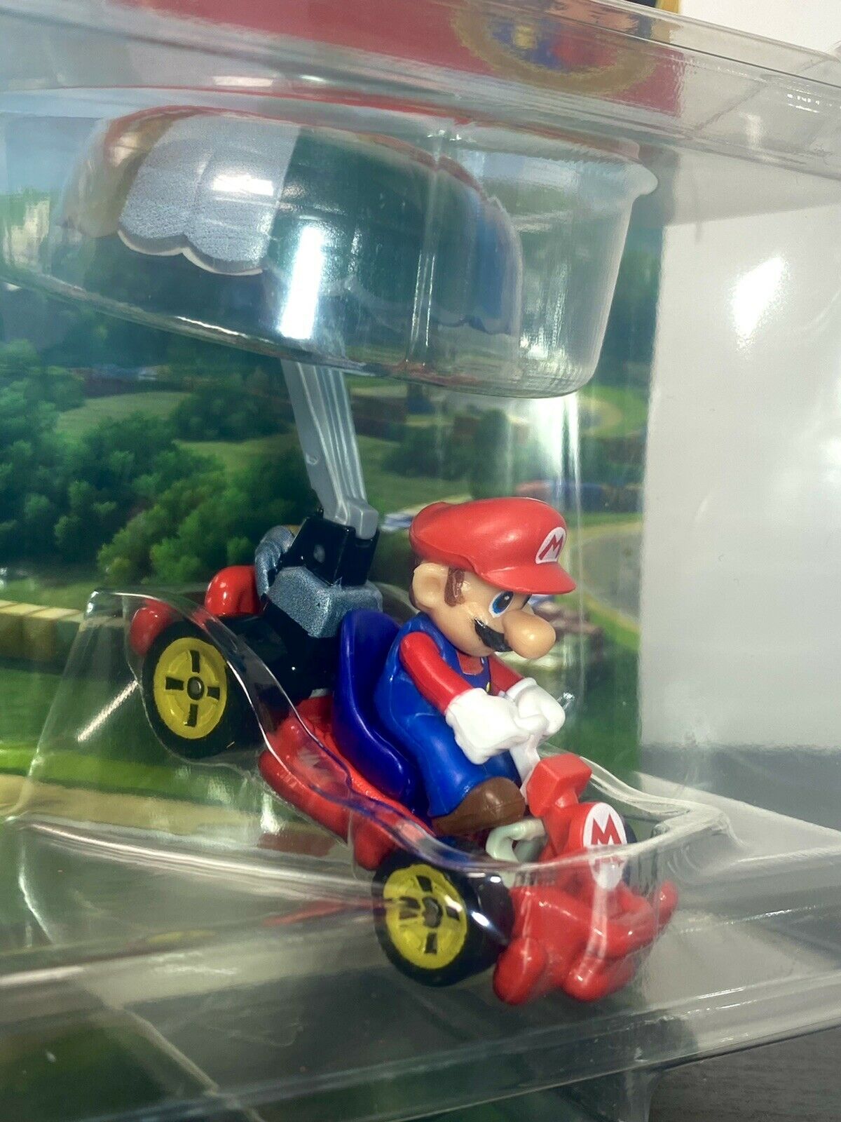 Mario Kart Hot Wheels Mario With Pipe Frame and Parachute