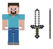 Load image into Gallery viewer, 2023 Minecraft Build-a-Portal Action Figure: STEVE (w/ Iron Sword)