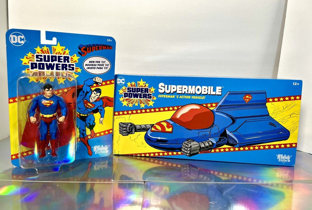 2022 McFarlane - DC Super Powers -  SUPERMAN Retro Figure & SUPERMOBILE Bundle!