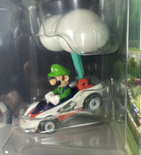 Load image into Gallery viewer, NEW 2021 Hot Wheels Mario Kart: LUIGI P-Wing + CLOUD GLIDER Die-Cast Car