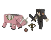 Load image into Gallery viewer, 2023 Minecraft Build-a-Portal Figure 2-Pack: ALEX IN NETHERITE ARMOR vs ZOGLIN