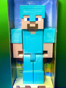 2018 Mattel Minecraft 8.5in Action Figure Large Scale - STEVE in Diamond Armor