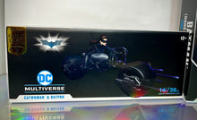 Load image into Gallery viewer, McFarlane - Dark Knight Trilogy - CATWOMAN &amp; BATPOD, BATMAN (HK Sky Dive - PLAT)