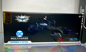 McFarlane - Dark Knight Trilogy - CATWOMAN & BATPOD, BATMAN (HK Sky Dive - PLAT)