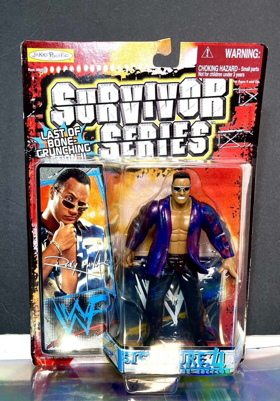 1999 JAKKS Pacific WWF - Survivor Signature Series 4 - THE ROCK (Limited Blue)