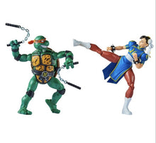 Load image into Gallery viewer, Street Fighter II vs TMNT Figure 2-Pack - MICHELANGELO VS. CHUN-LI