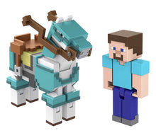 Load image into Gallery viewer, 2023 Minecraft Build-a-Portal Action Figure 2-Pack: STEVE AND ARMORED HORSE