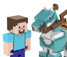 Load image into Gallery viewer, 2023 Minecraft Build-a-Portal Action Figure 2-Pack: STEVE AND ARMORED HORSE