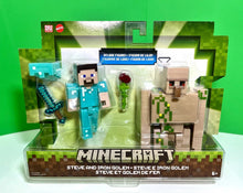 Load image into Gallery viewer, 2023 Minecraft Build-a-Portal Action Figure 2-Pack: STEVE AND IRON GOLEM