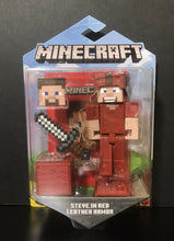 Load image into Gallery viewer, Minecraft Comic Maker Steve in Red Leather Armor Action Figure