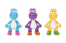 Load image into Gallery viewer, 2022 JAKKS Pacific Super Mario Yoshi Figure 3-Pack — Yellow, Purple, Light-Blue