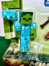 Load image into Gallery viewer, 2023 Minecraft Build-a-Portal 2-Pack: ZOMBIE IN DIAMOND ARMOR and ZOMBIE HORSE