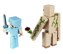 Load image into Gallery viewer, 2023 Minecraft Build-a-Portal Action Figure 2-Pack: STEVE AND IRON GOLEM