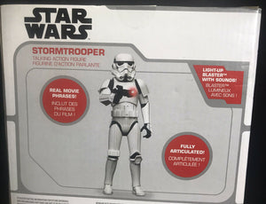 TALKING STORMTROOPER w/ LIGHT UP BLASTER! 13" 15+ phrases Star Wars Disney