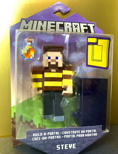 2022 Minecraft Build-a-Portal Action Figure: BEES SHIRT STEVE (w/ Potion)