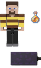 Load image into Gallery viewer, 2022 Minecraft Build-a-Portal Action Figure: BEES SHIRT STEVE (w/ Potion)