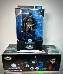 McFarlane - Dark Knight Trilogy - CATWOMAN & BATPOD, BATMAN (HK Sky Dive - PLAT)