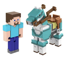 Load image into Gallery viewer, 2023 Minecraft Build-a-Portal Action Figure 2-Pack: STEVE AND ARMORED HORSE