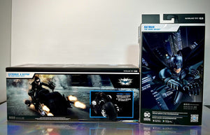 McFarlane - Dark Knight Trilogy - CATWOMAN & BATPOD, BATMAN (HK Sky Dive - PLAT)