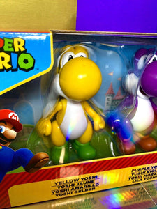 2022 JAKKS Pacific Super Mario Yoshi Figure 3-Pack — Yellow, Purple, Light-Blue