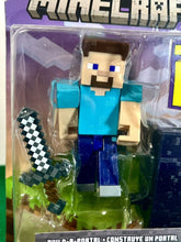 Load image into Gallery viewer, 2022 Minecraft Build-a-Portal Action Figure: STEVE (w/ Iron Sword)