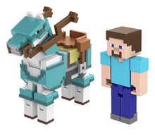 Load image into Gallery viewer, 2023 Minecraft Build-a-Portal Action Figure 2-Pack: STEVE AND ARMORED HORSE