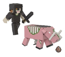 Load image into Gallery viewer, 2023 Minecraft Build-a-Portal Figure 2-Pack: ALEX IN NETHERITE ARMOR vs ZOGLIN