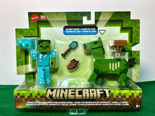 Load image into Gallery viewer, 2023 Minecraft Build-a-Portal 2-Pack: ZOMBIE IN DIAMOND ARMOR and ZOMBIE HORSE