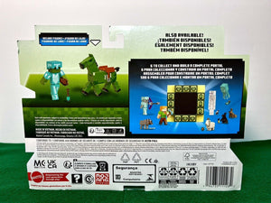 2023 Minecraft Build-a-Portal 2-Pack: ZOMBIE IN DIAMOND ARMOR and ZOMBIE HORSE