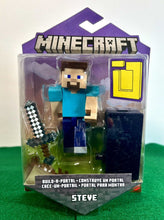 Load image into Gallery viewer, 2022 Minecraft Build-a-Portal Action Figure: STEVE (w/ Iron Sword)