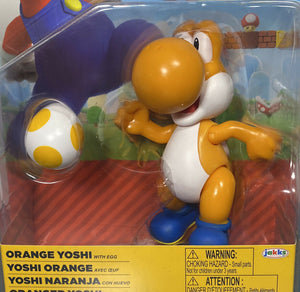 2021 JAKKS Pacific World of Nintendo 4” Action Figure: ORANGE YOSHI (w/ Egg)