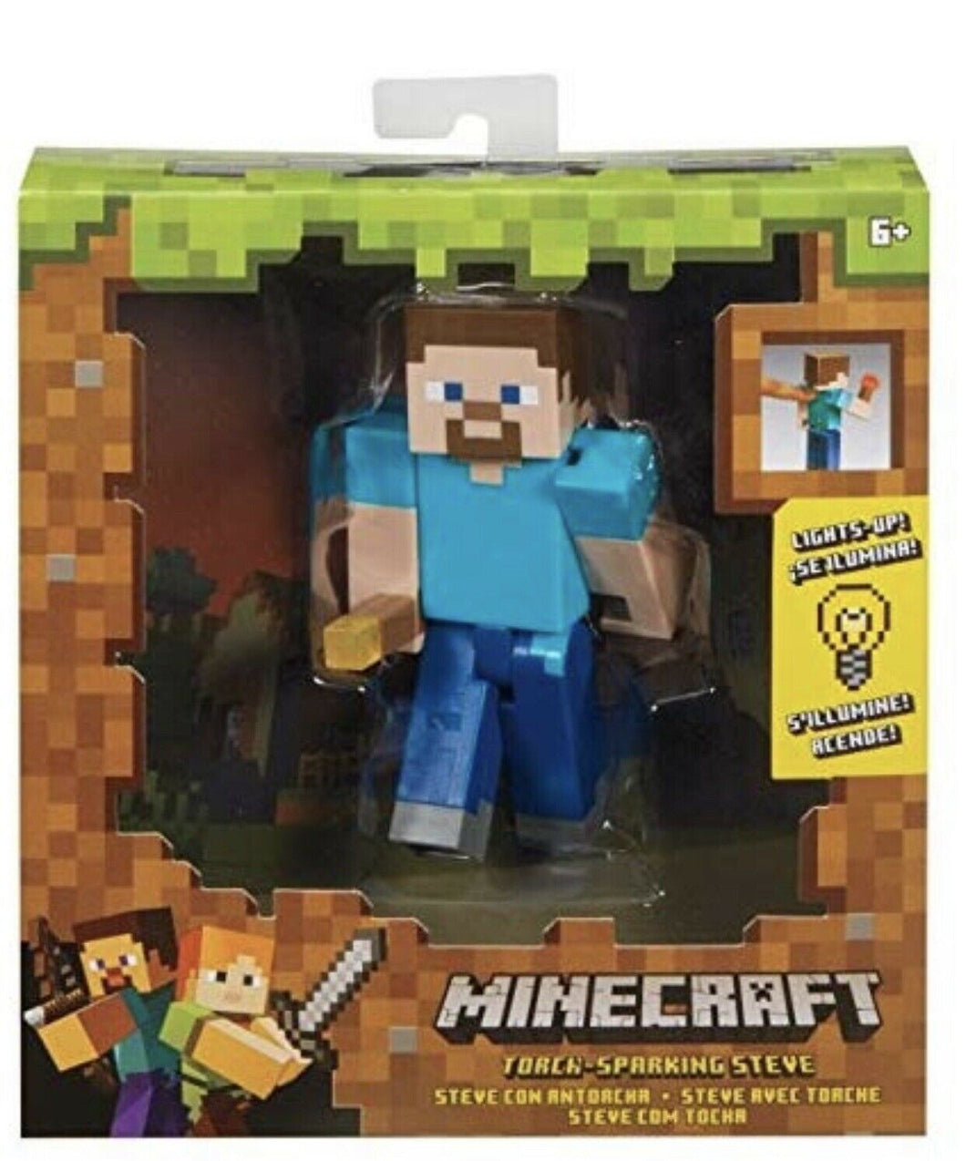 Minecraft Torch Sparking Steve Lights-up!